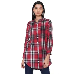 109F Dark Pink Checkered Shirt