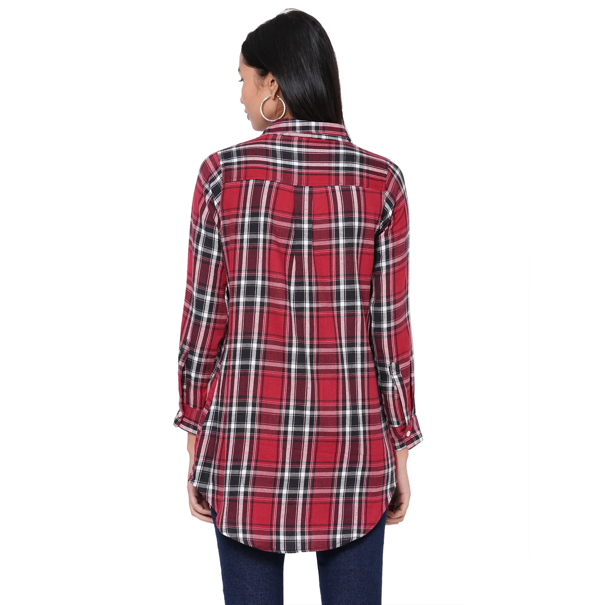 109F Dark Pink Checkered Shirt