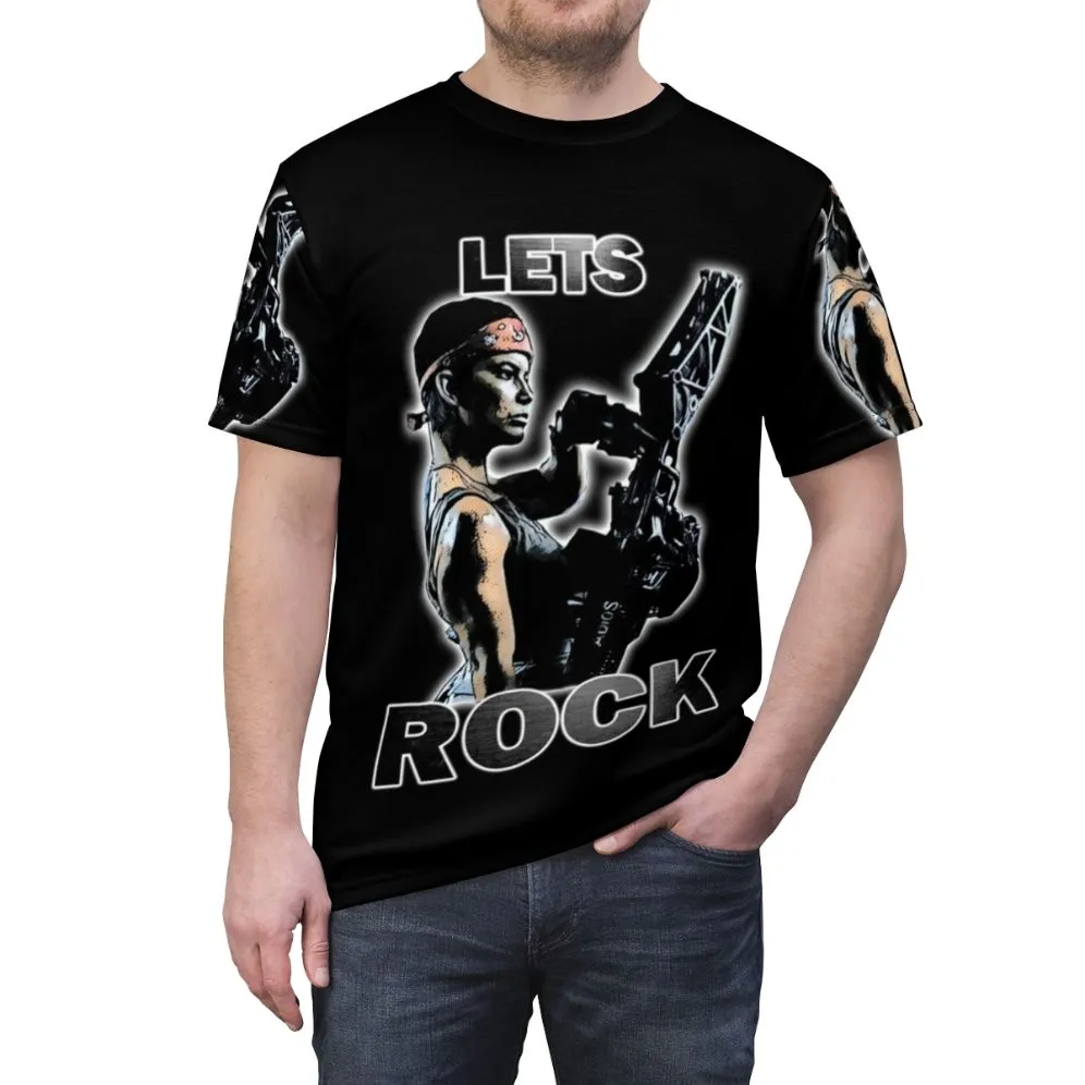 80s Sci-Fi Inspired AOP T-Shirt - Alien Horror Movie Fans