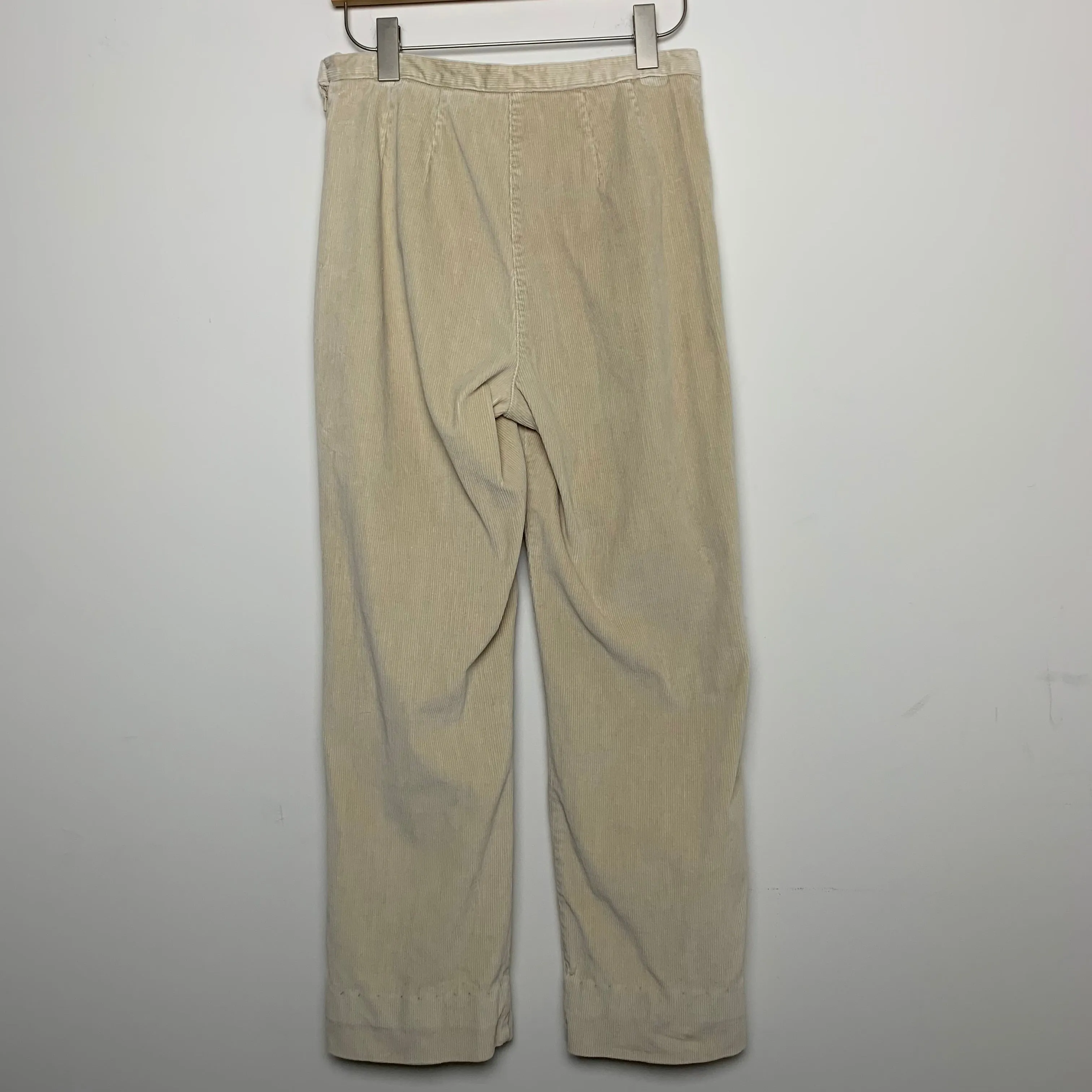 90s Liz Claiborne High Rise Corduroy Trouser Pants Cream 29 Inch Waist