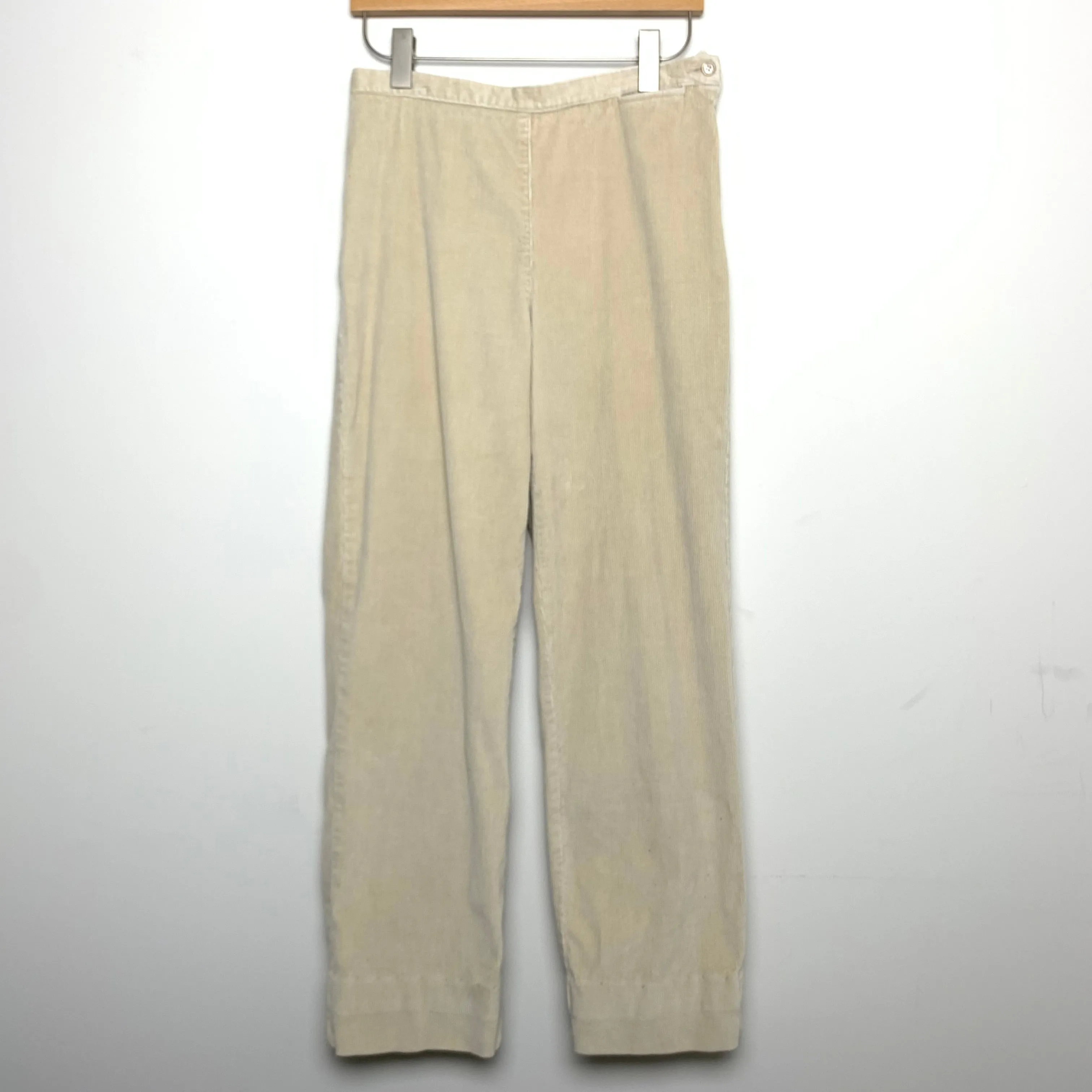 90s Liz Claiborne High Rise Corduroy Trouser Pants Cream 29 Inch Waist