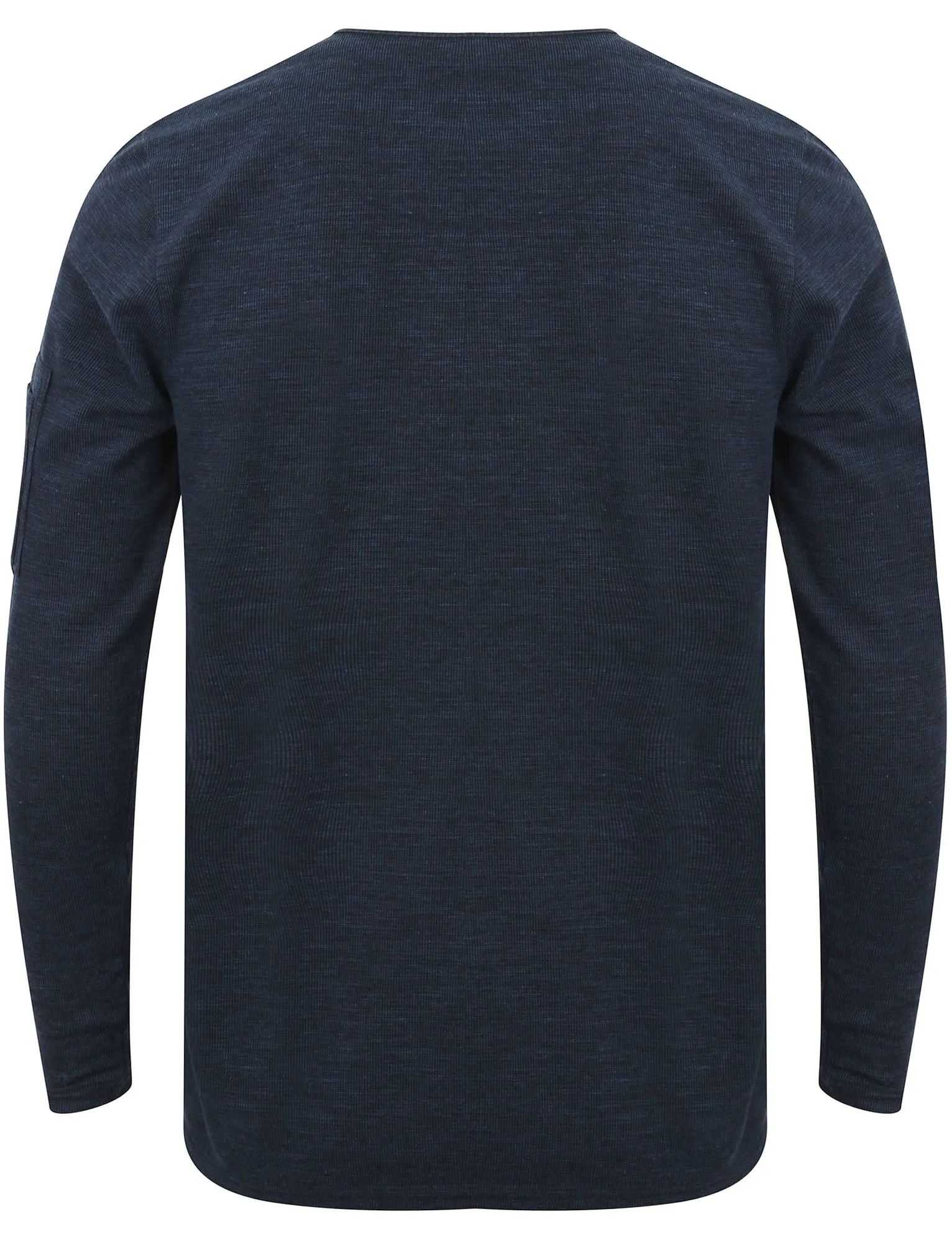 Aerin Mock T-Shirt Insert Long Sleeve Henley Top in Blue / Black Slub - Dissident
