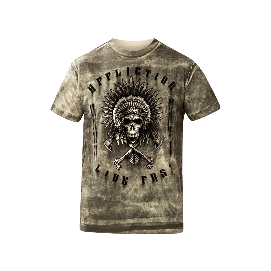 Affliction Men's Native Grease White T-shirt