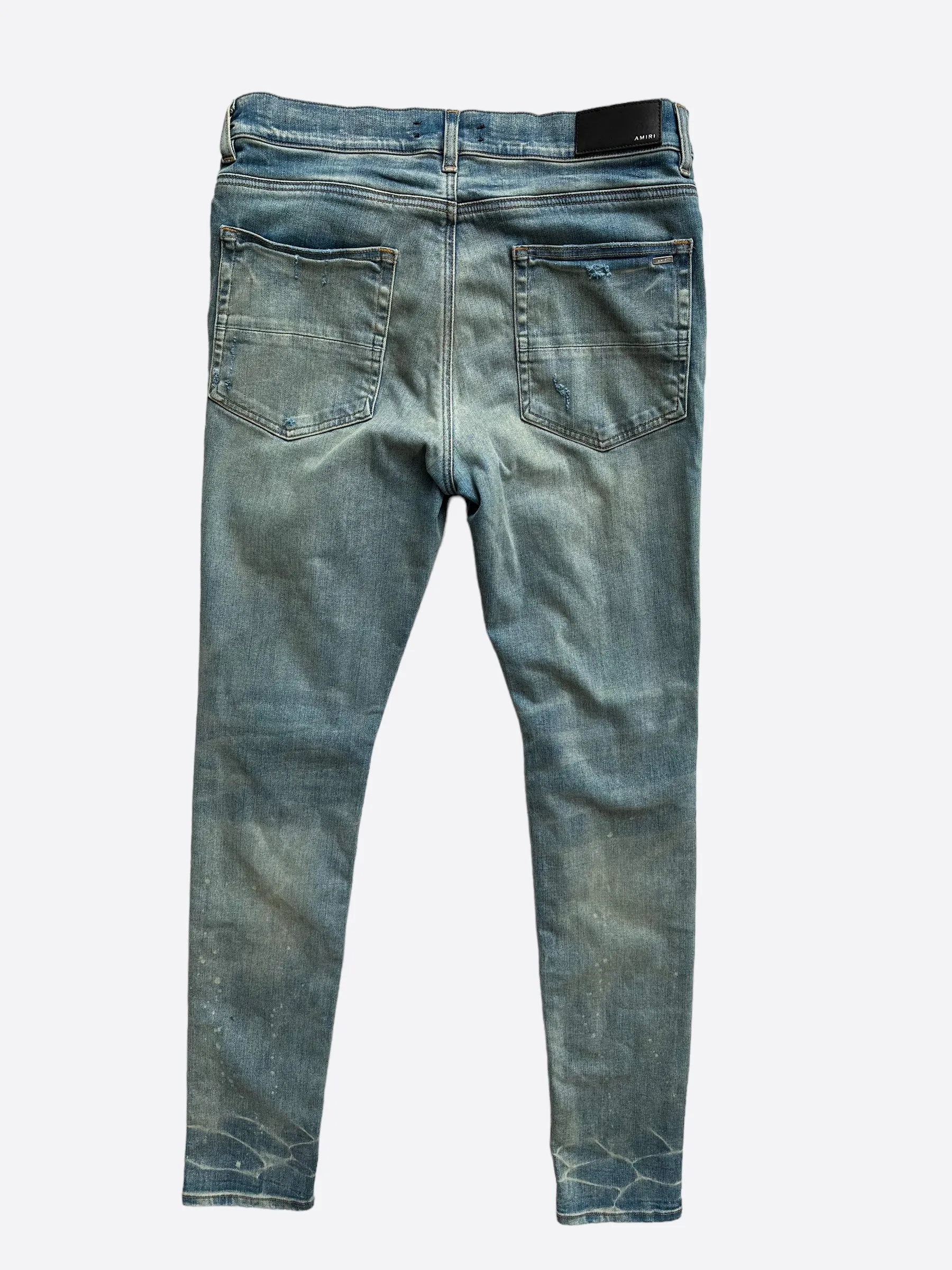 Amiri Blue & Black Bandana Patch MX1 Distressed Denim