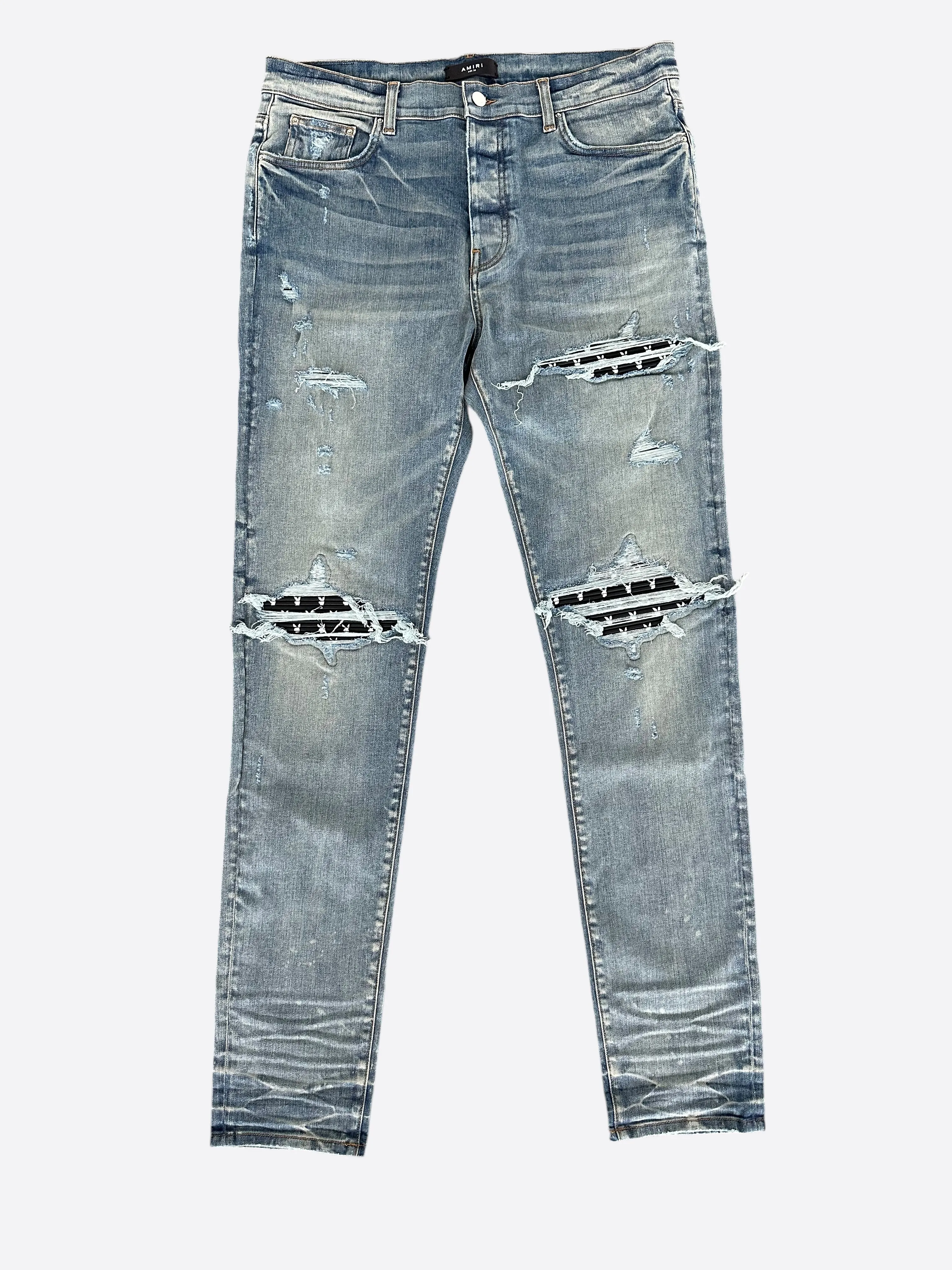 Amiri Playboy Clay Indigo & Black Bunny Patch MX1 Jeans