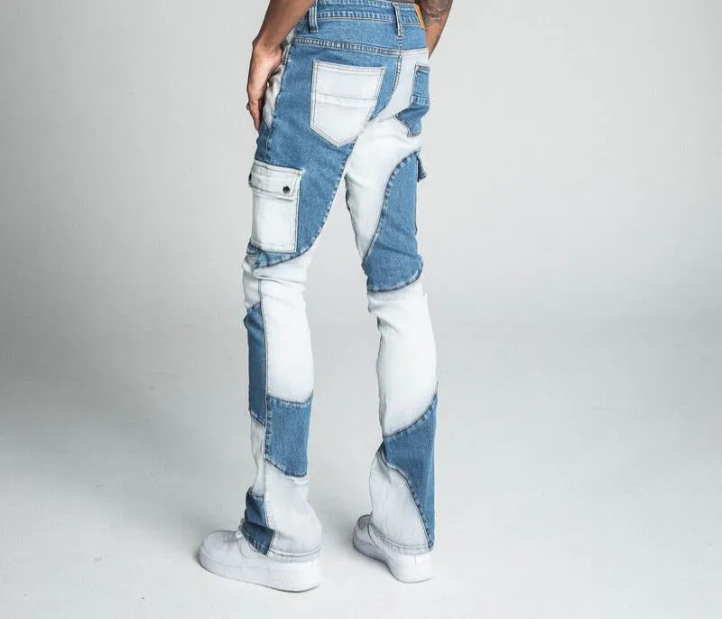 Armor Color Block Mid-Rise Stacked Medium Blue Jeans