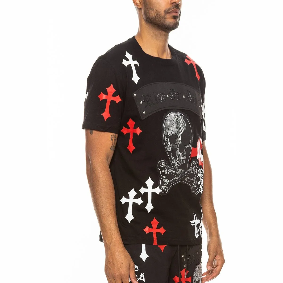 Black & Red Chrome Skull T-Shirt