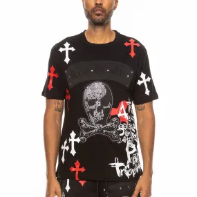 Black & Red Chrome Skull T-Shirt