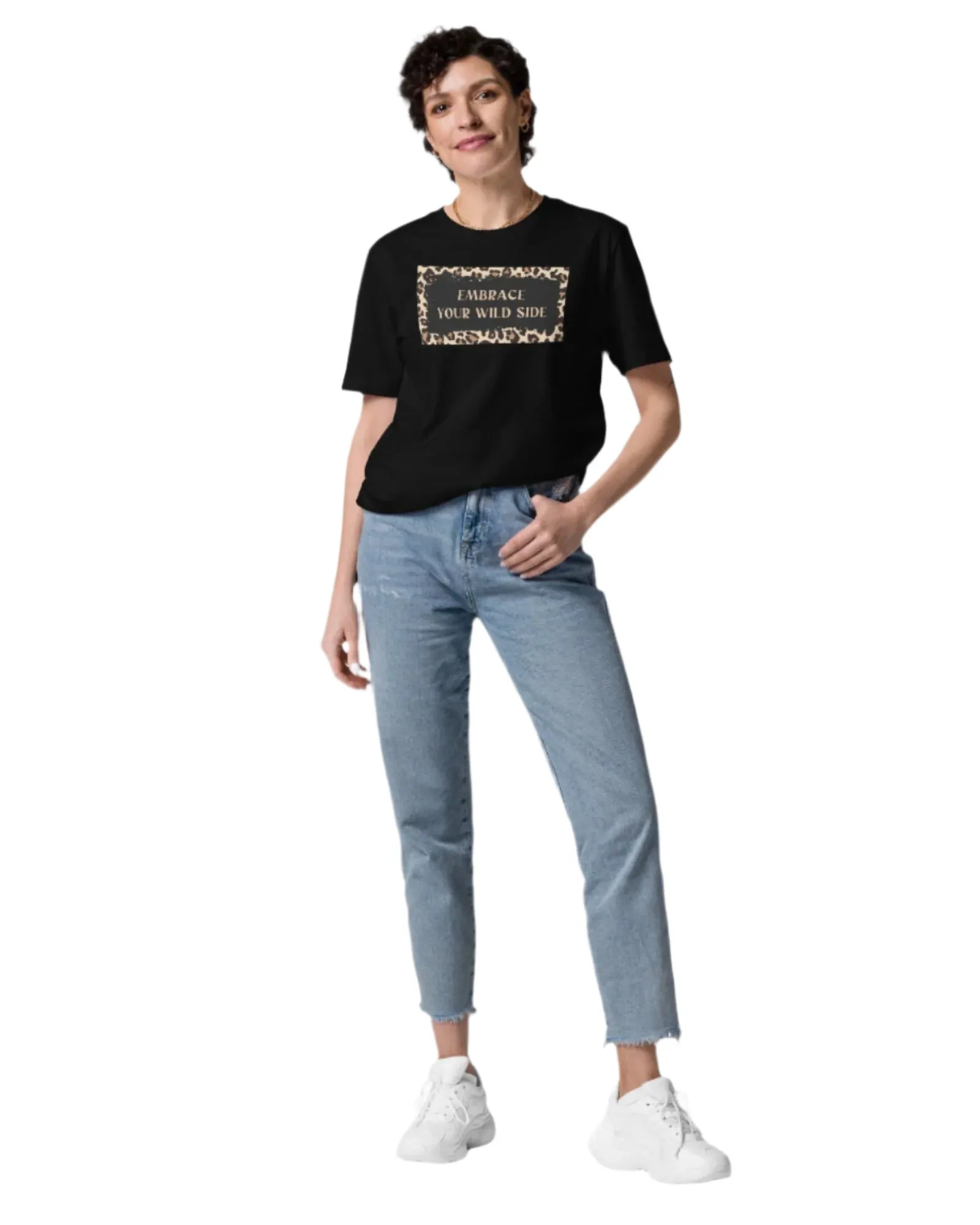 Black Shirt with Leopard Print