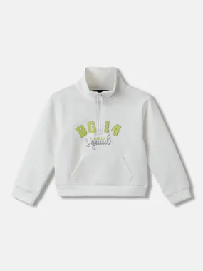 Blue Giraffe Girls Solid High Neck Full Sleeves Sweatshirt