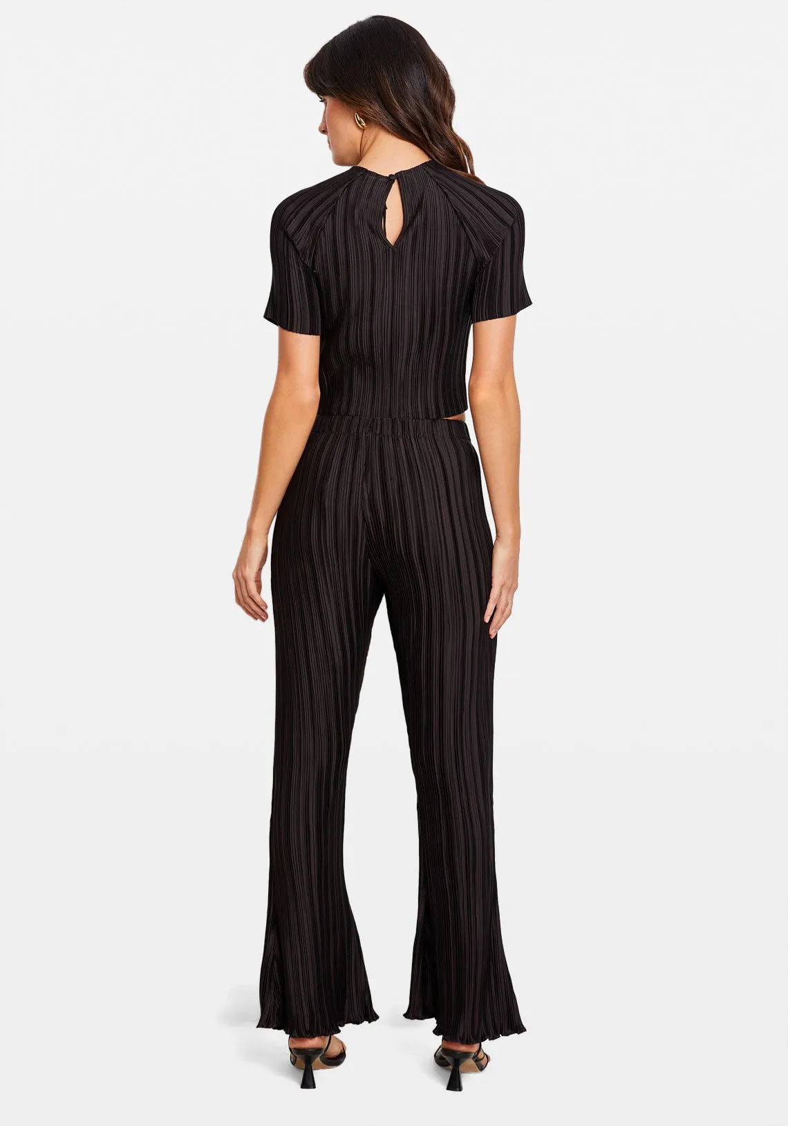 BOX PLEAT FLARE PANTS BLACK