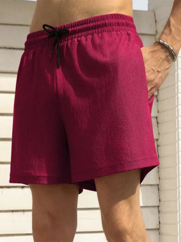 Built-In Pocket Textured Shorts for Active Men