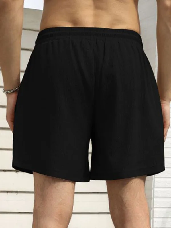 Built-In Pocket Textured Shorts for Active Men