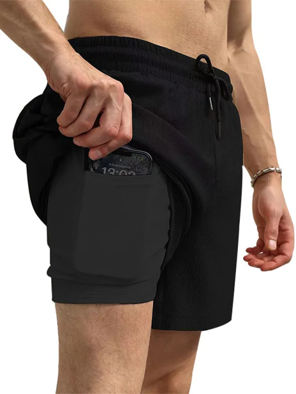 Built-In Pocket Textured Shorts for Active Men