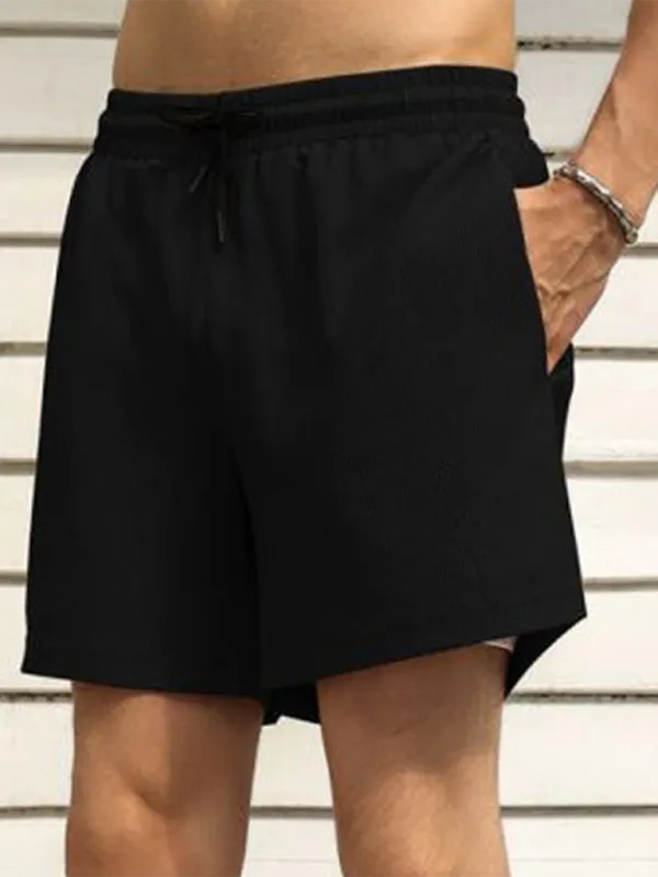Built-In Pocket Textured Shorts for Active Men