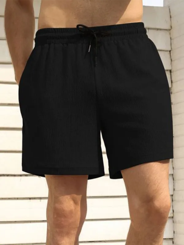 Built-In Pocket Textured Shorts for Active Men