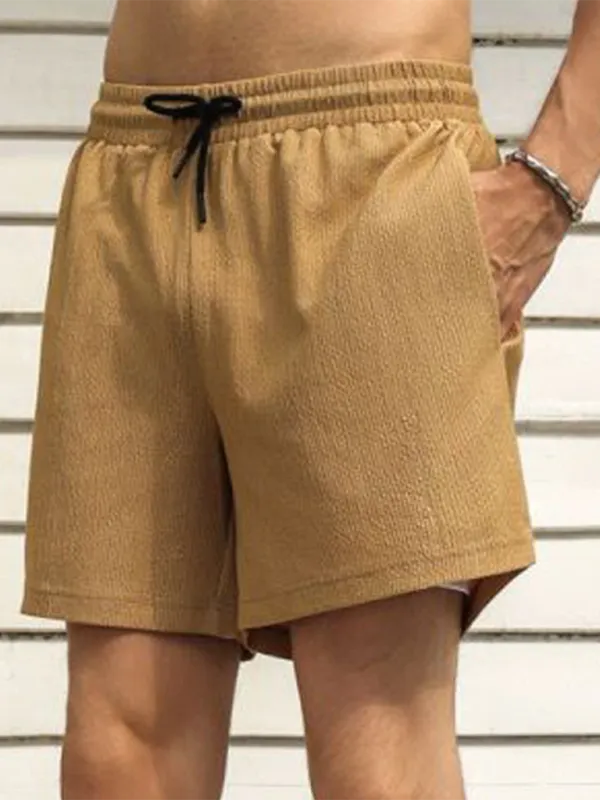 Built-In Pocket Textured Shorts for Active Men