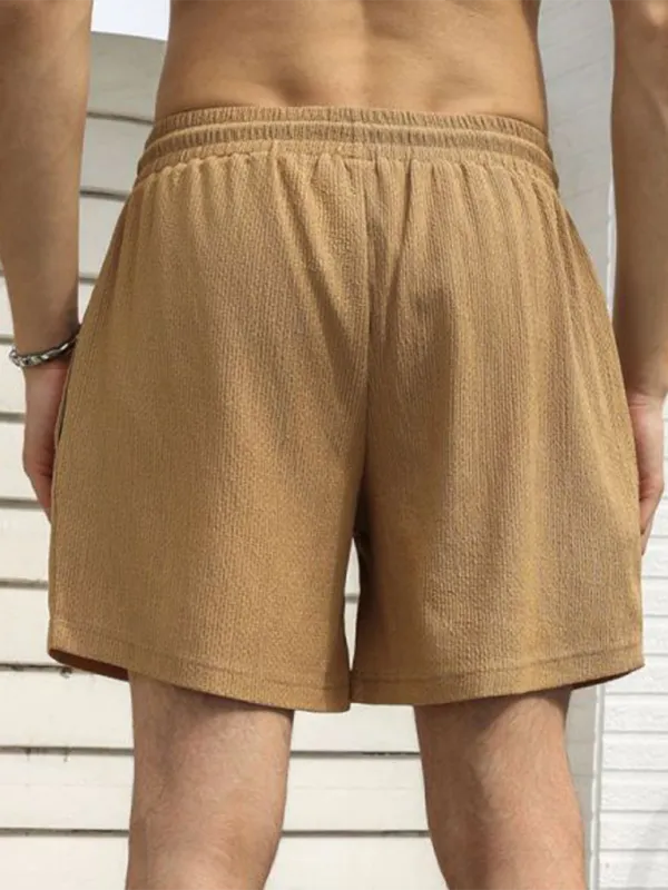 Built-In Pocket Textured Shorts for Active Men