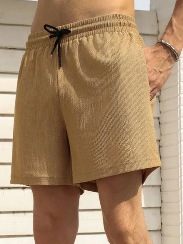 Built-In Pocket Textured Shorts for Active Men