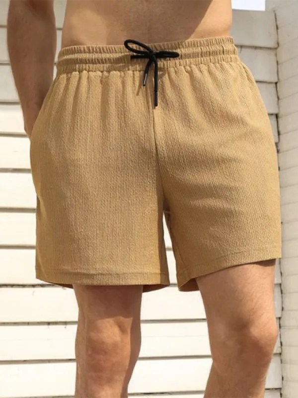 Built-In Pocket Textured Shorts for Active Men
