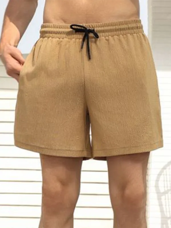 Built-In Pocket Textured Shorts for Active Men