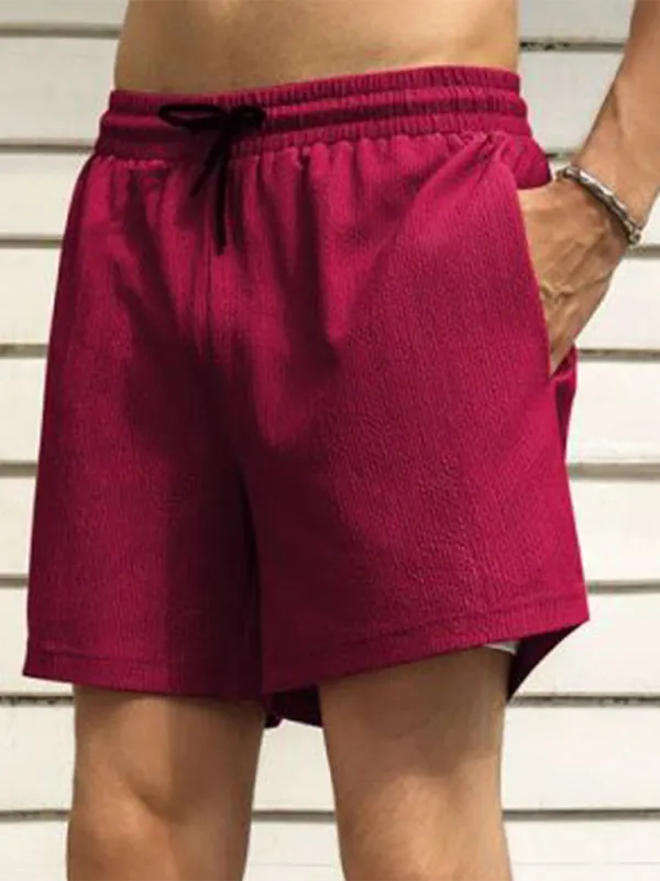 Built-In Pocket Textured Shorts for Active Men
