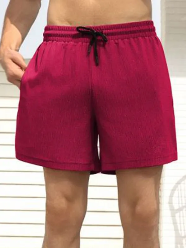 Built-In Pocket Textured Shorts for Active Men