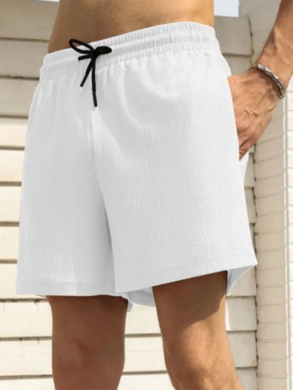 Built-In Pocket Textured Shorts for Active Men