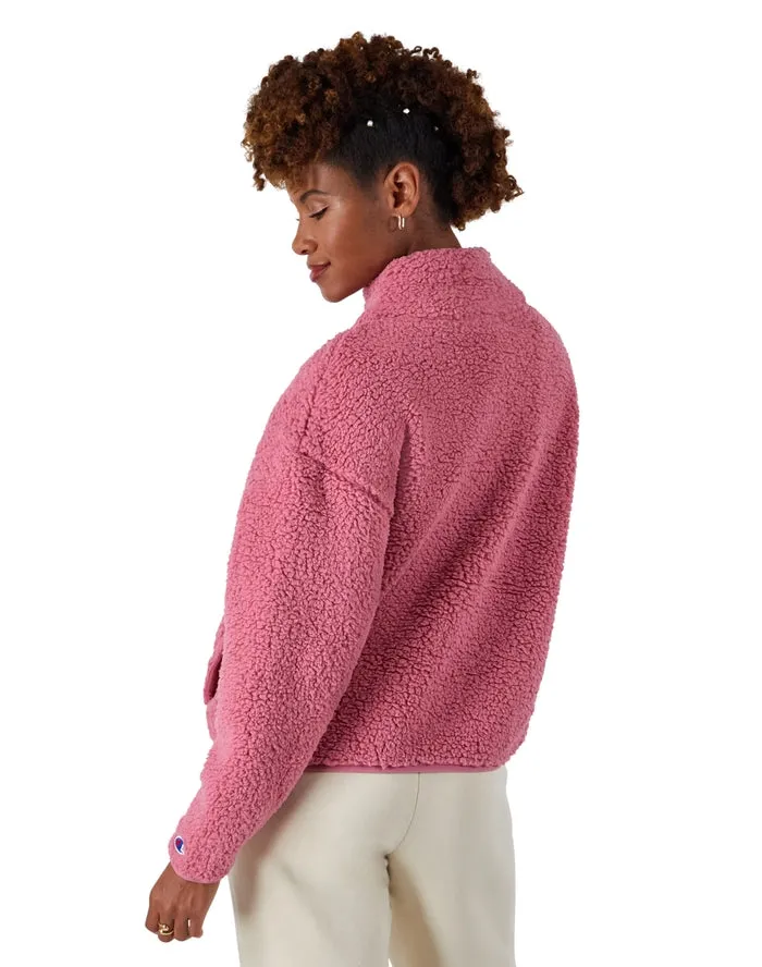 Champion Women's High Pile ¼ Zip Pullover, Script Logo Terracotta Pink W9247 586EAB X1O