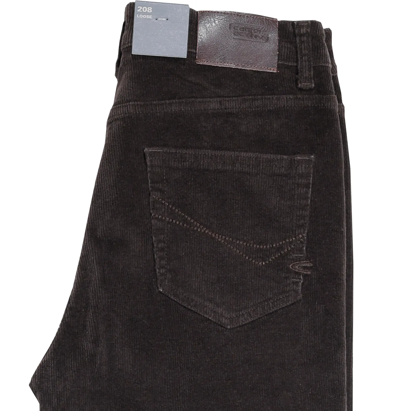 Chino Trousers in 208 Loose Fit with 5 Pockets in Dark Brown Cotton Spandex Corduroy