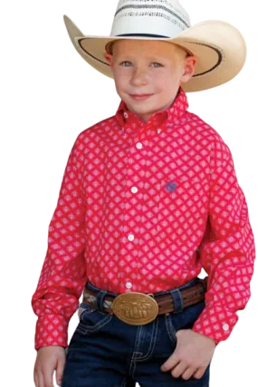 Cinch Kid's Red Classic Print Shirt