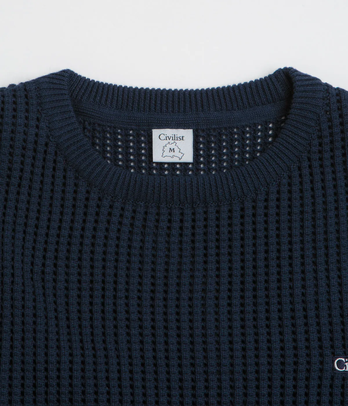 Civilist Loose Gauge Knit Sweatshirt - Navy