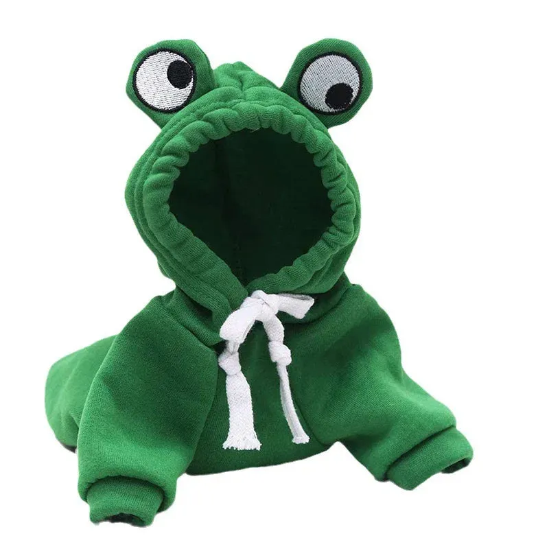 Cute Green Frog Dog Sweater - Hooded Pet Costume for All Seasons