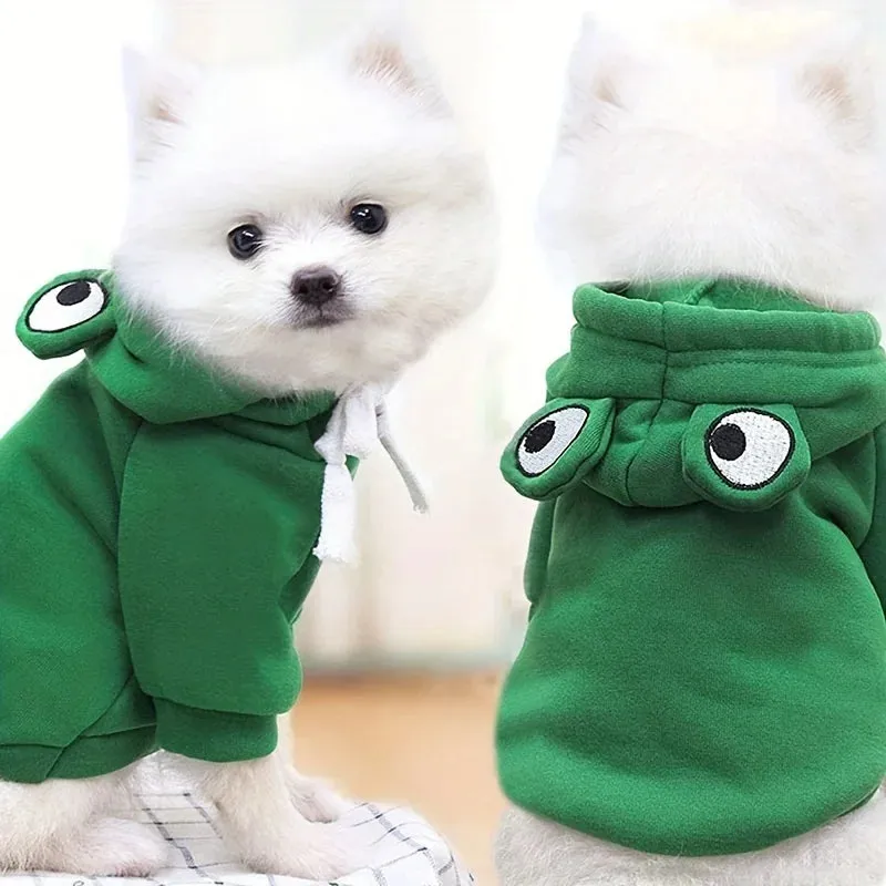 Cute Green Frog Dog Sweater - Hooded Pet Costume for All Seasons
