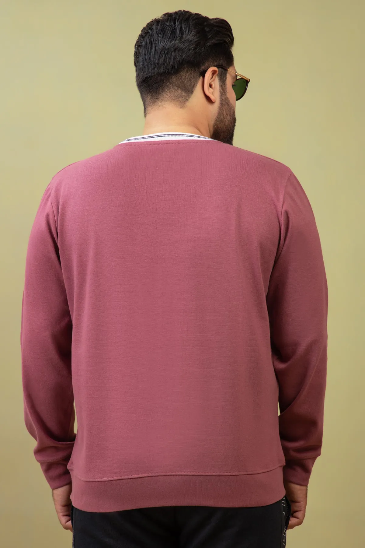 Dusty Rose Embroidered Sweatshirt (Plus Size) - W23 - MSW081P