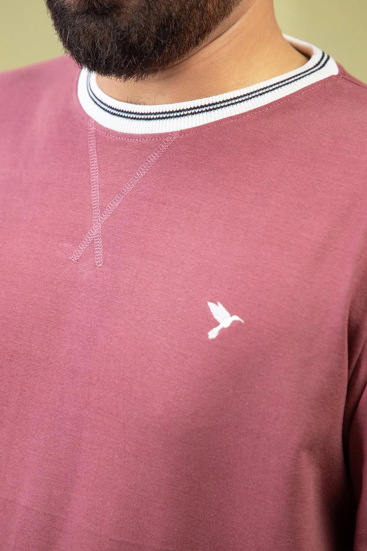Dusty Rose Embroidered Sweatshirt (Plus Size) - W23 - MSW081P