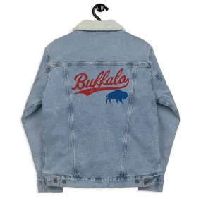 Embroidered Vintage Buffalo Denim Sherpa Jean Jacket - Small