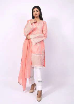 FashionPorters - Unstitched 3 Piece Block Printed Cotton Lawn Soft Pink Suit SUS22-RY10