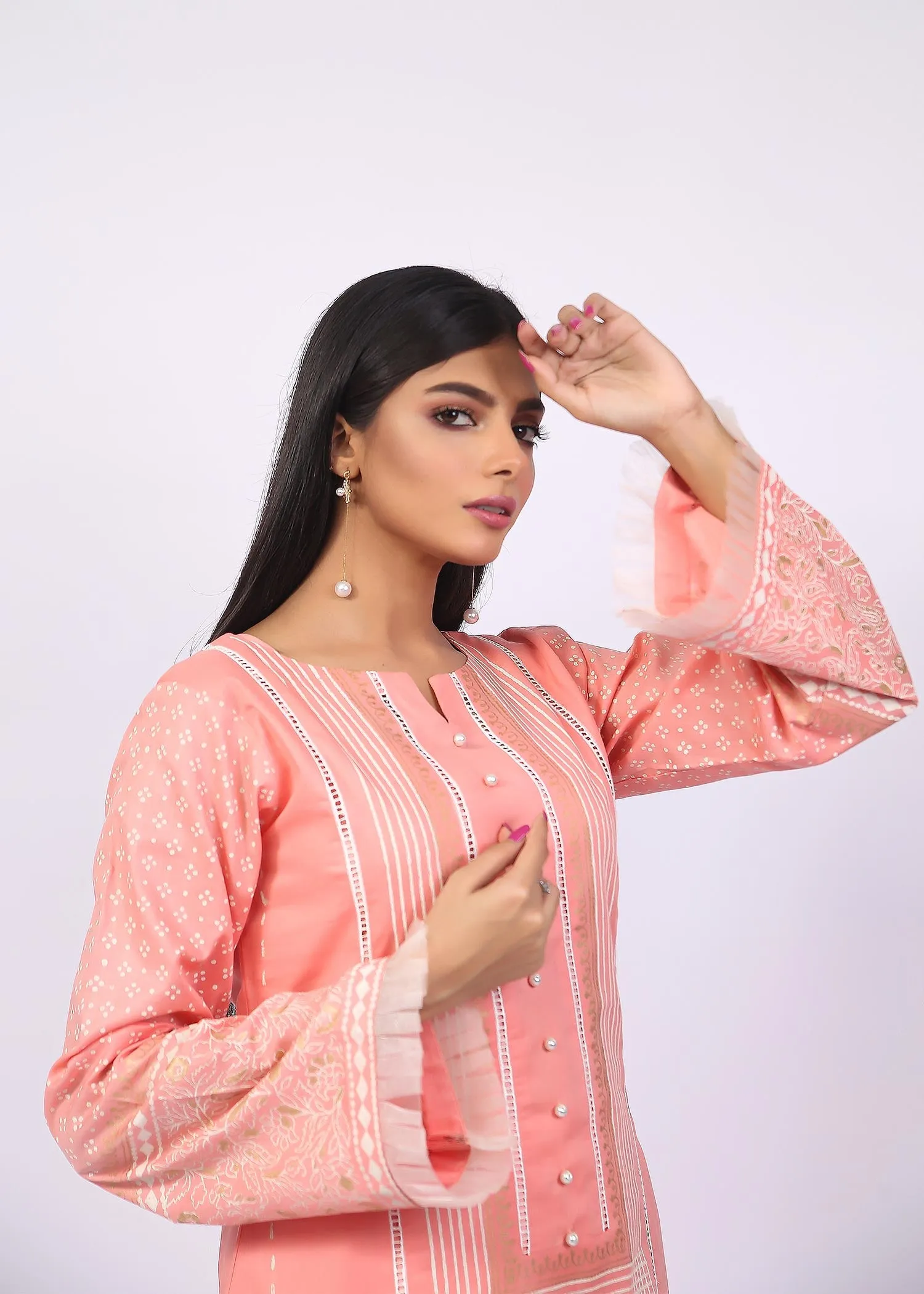 FashionPorters - Unstitched 3 Piece Block Printed Cotton Lawn Soft Pink Suit SUS22-RY10