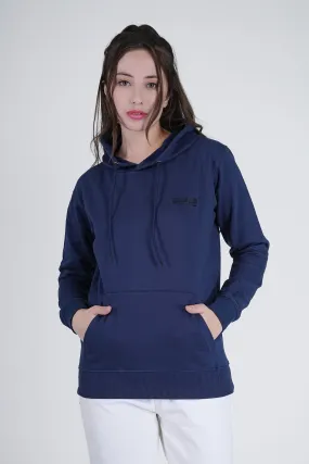 Flawless Blue Solid Hoodie for Women