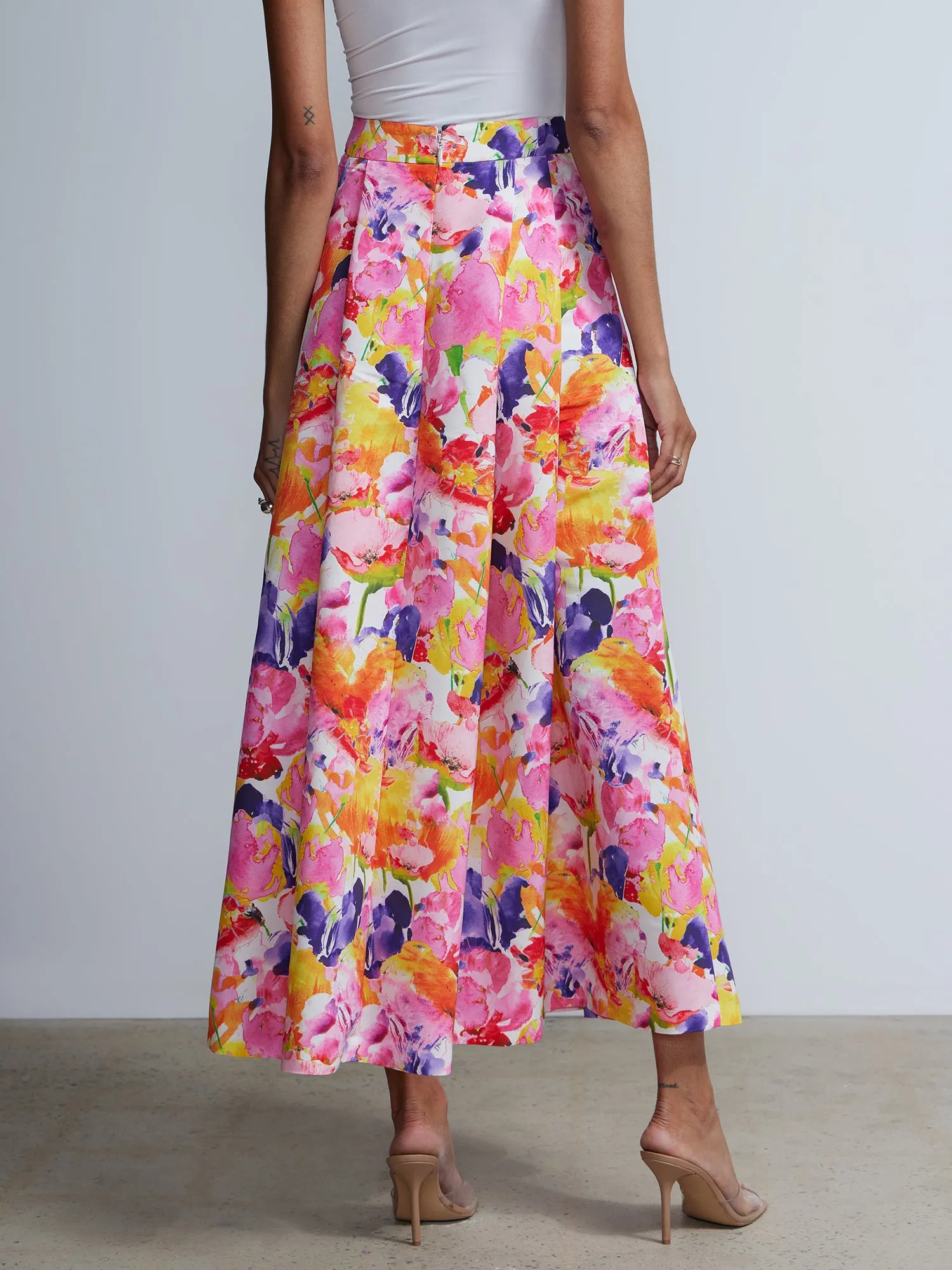 Floral Pleated Maxi Skirt