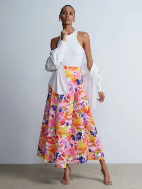 Floral Pleated Maxi Skirt