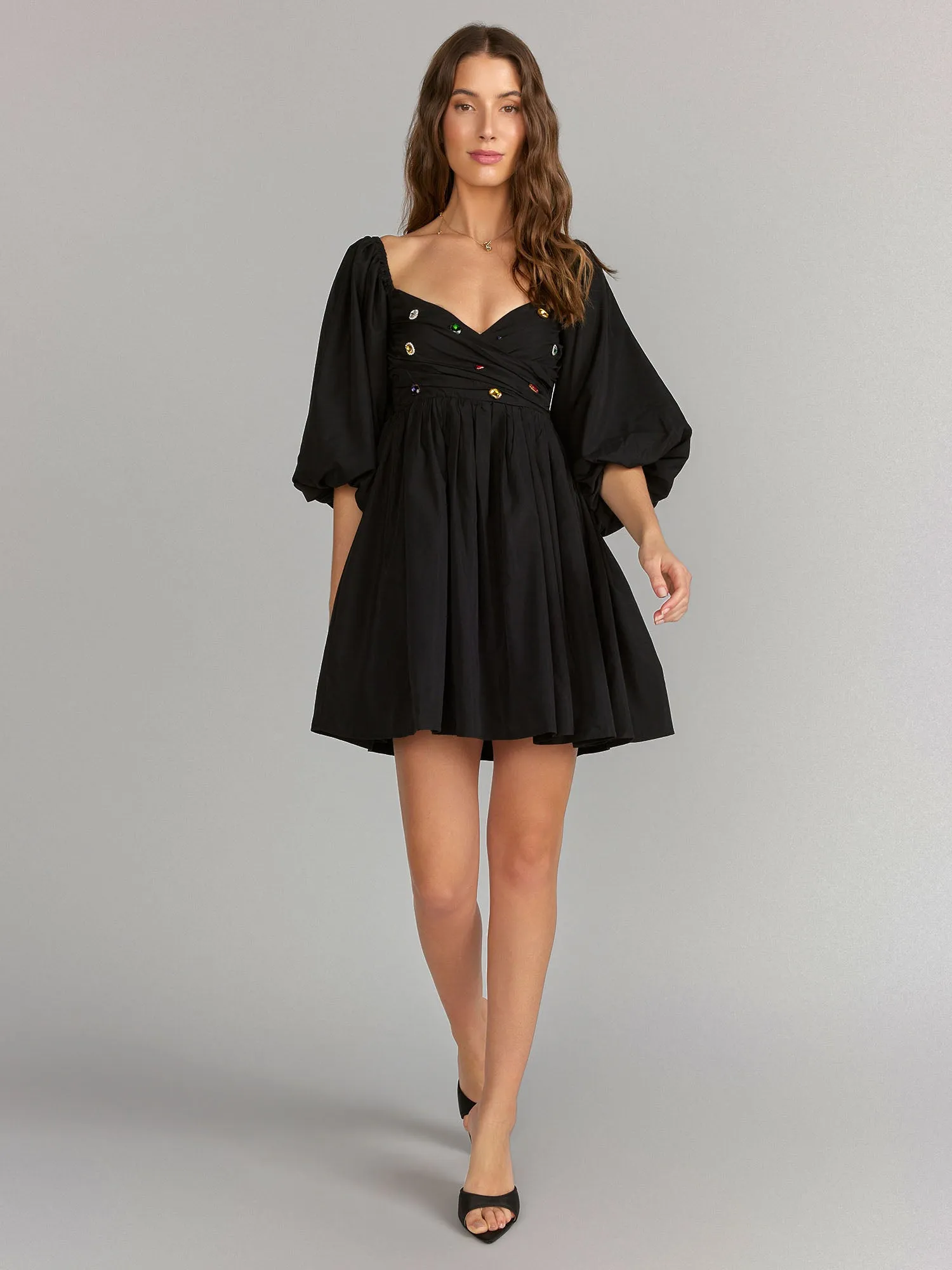 Fore Collection Puff Sleeve Gemstone Mini Dress - Brands We Love