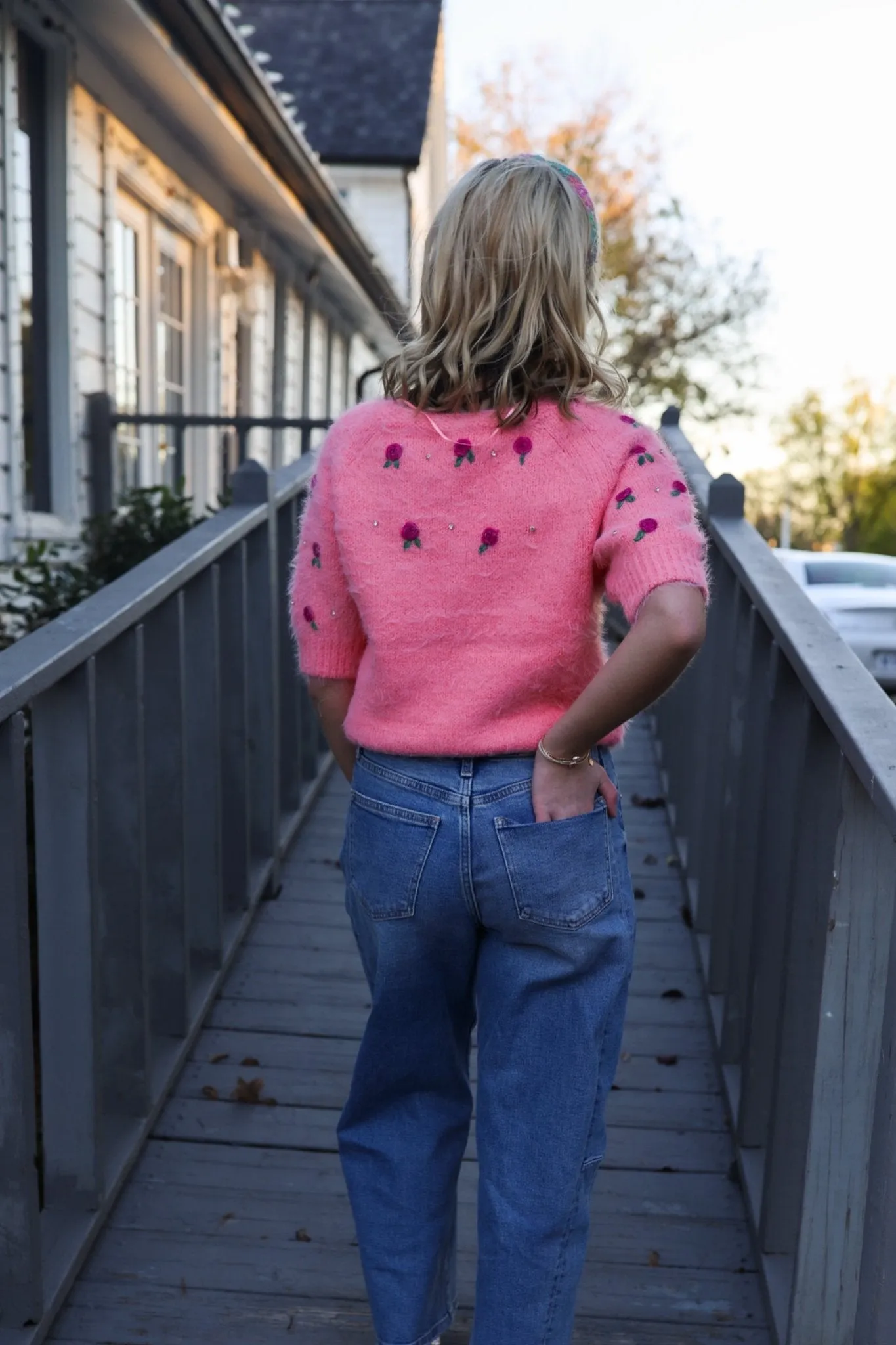 Free People: Winter Blooms Pullover in Quartz Pink Combo