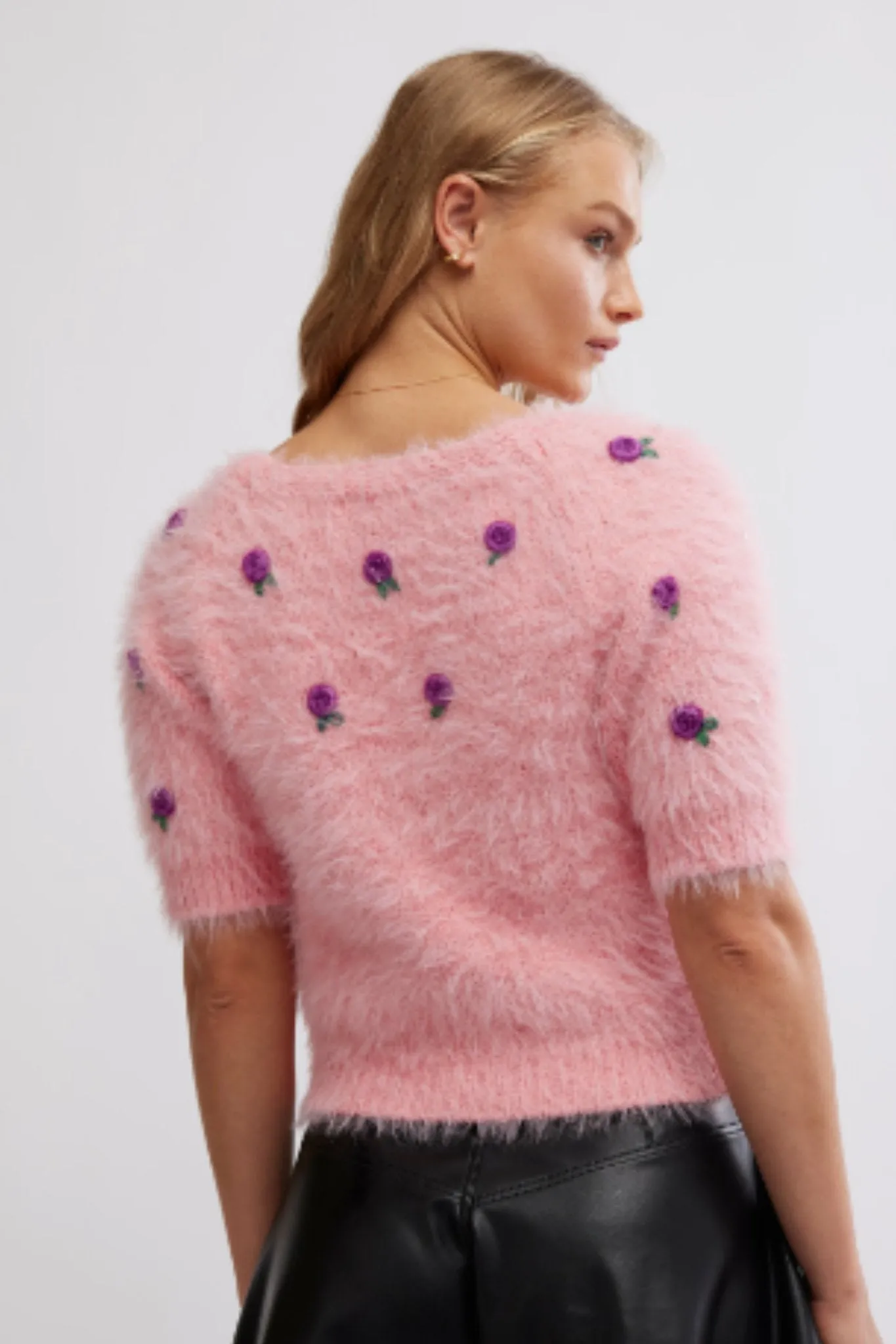 Free People: Winter Blooms Pullover in Quartz Pink Combo
