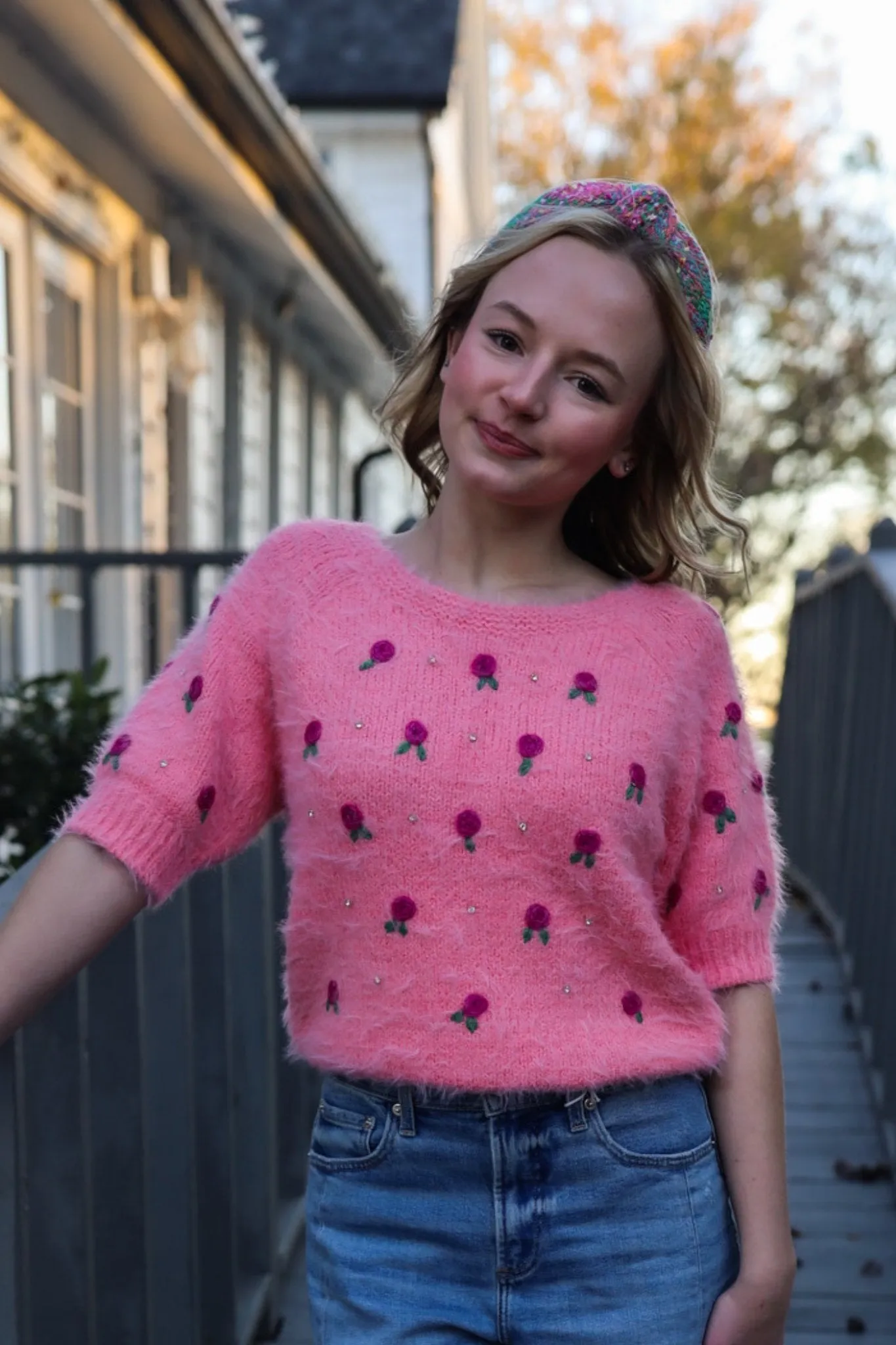 Free People: Winter Blooms Pullover in Quartz Pink Combo
