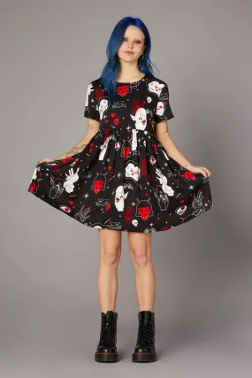 Gothic Print Baby Doll Dress