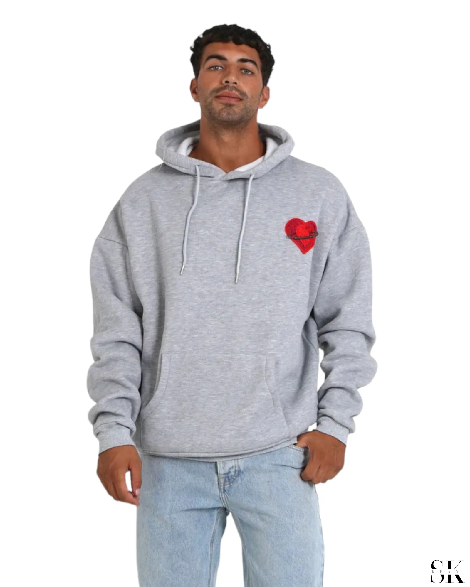 Heart Hoodie Grey