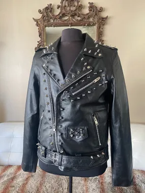 High Quality Lambskin Leather w Silver Studs, XL