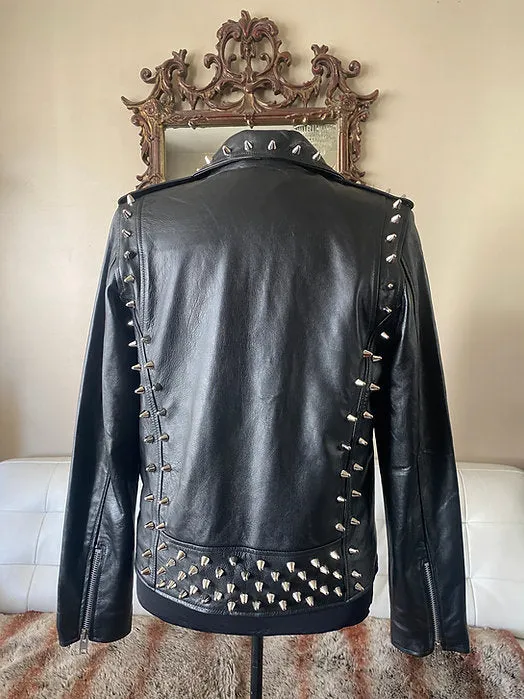 High Quality Lambskin Leather w Silver Studs, XL